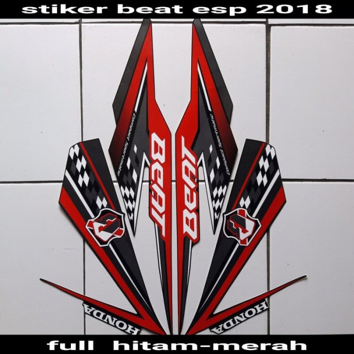 Striping Sticker Motor Beat FI esp 2018 Full Hitam-Merah