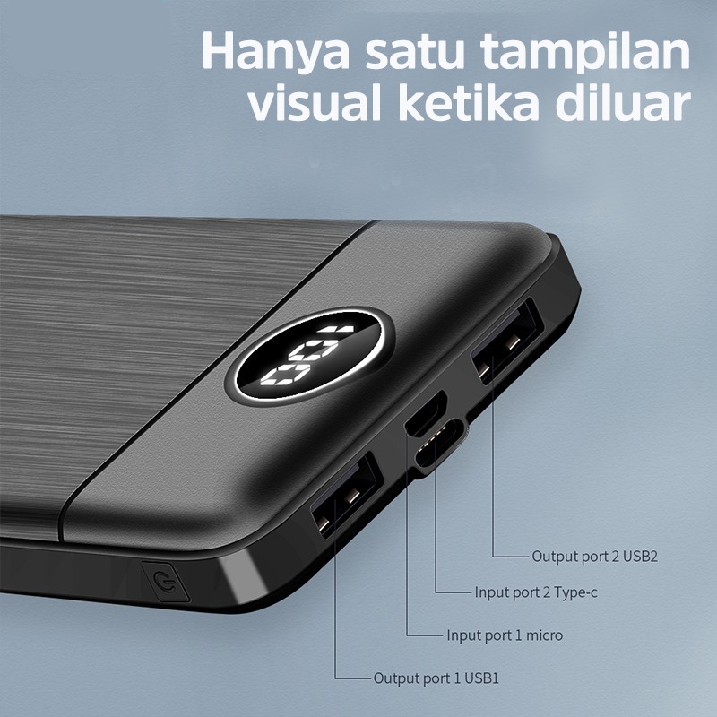 PowerBank 20000mah 10000mah Fast Charging Power Bank Dual Input Port Type C & Micro USB Original Quick Charger Real Capacity mini murah Iphone 13 mini pro max 11 10 8 7 6 xiaomi Samsung Oppo Vivo  iphone xr x hp Realme Redmi infinix Ipad Batteries Ga-1
