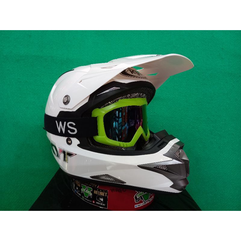 HELM KYT CROSS OVER SOLID WHITE+GOOGLE