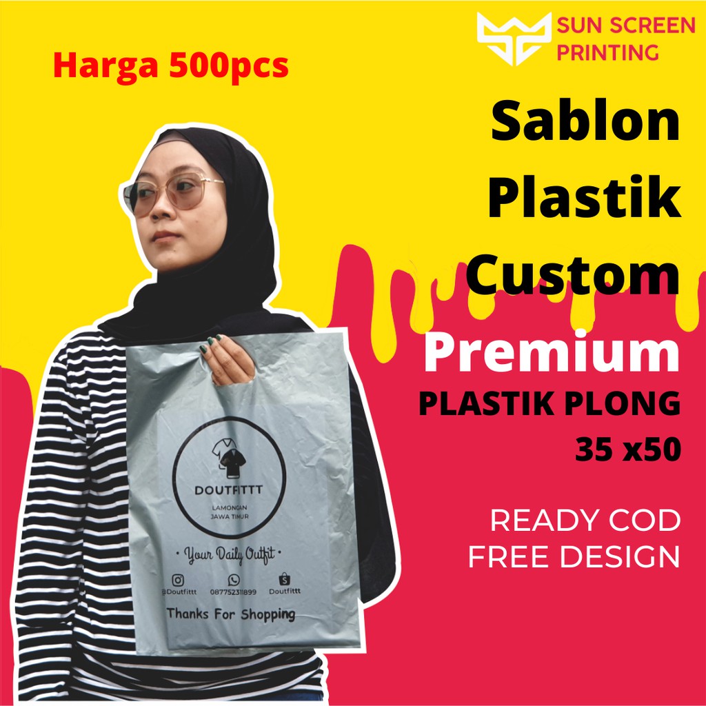 Sablon Plastik Packing Olshop Plong 35x50 Murah Free Design isi 500pcs