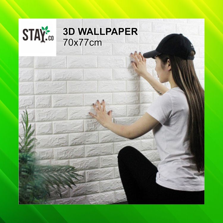 Wallpaper Dinding 3d Foam Motif Batu Bata Timbul Bahan Spon Ukuran 70cm Wallstiker Dinding