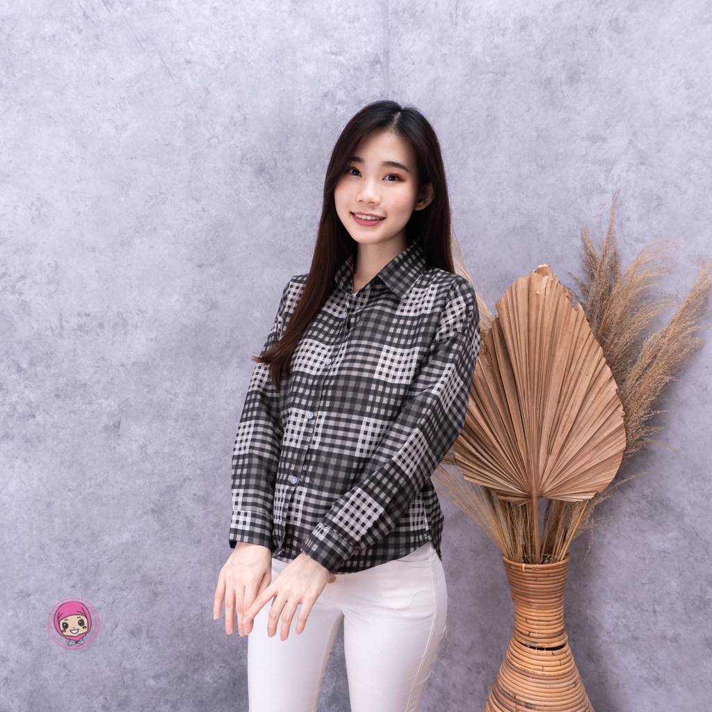 KEMEJA BERLIN FLANEL SHIRT / KEMEJA WANITA OVERSIZED KOTAK FLANEL TARTAN-4