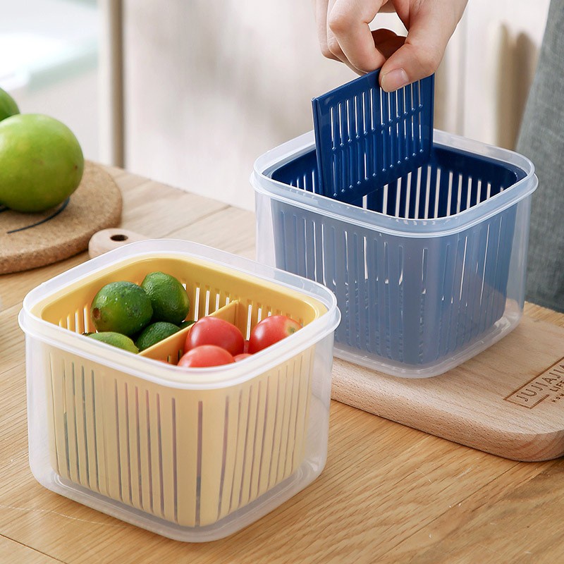 [Compartmentalized Anti-stringing Shallot Preservation Box] [Ginger and Garlic Small Material Leak-proof Storage Box] [Refrigerator Fruit Square Draining Box]