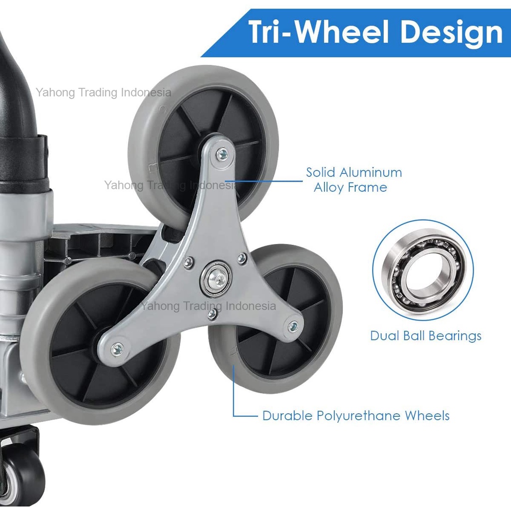 Troli Trolley Lipat Bisa Naik Tangga 10 Roda Aluminium Alloy Ringan Pendaki Tangga