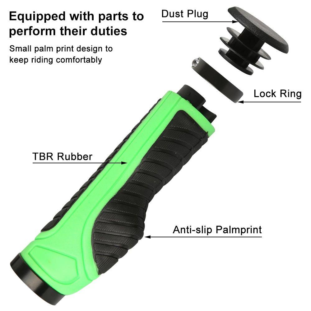 Rebuy Penutup Stang Sepeda Aksesoris Sepeda Bagian Sepeda Shock-Menyerap Anti-slip Bilateral Lock Lock Bar Sepeda Grips