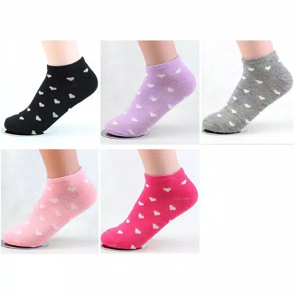 Kaos Kaki Cewek Semata Kaki Pendek Wanita IMPORT Kaos Kaki Ankle Love Kaos Kaki Perempuan Kaos Kaki Mata Kaki Motif Heart