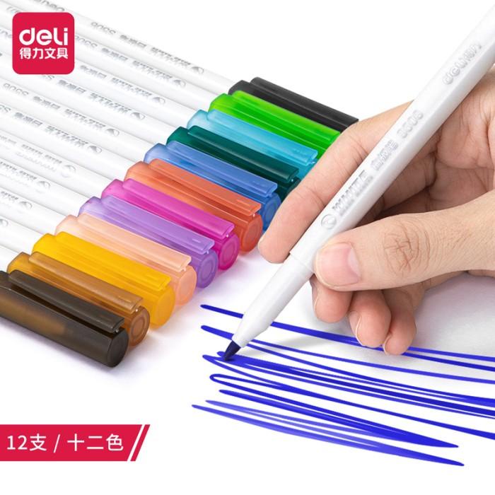 

Deli 12 Color whiteboard marker graffiti drawing easy to erase S506 Berkualitas