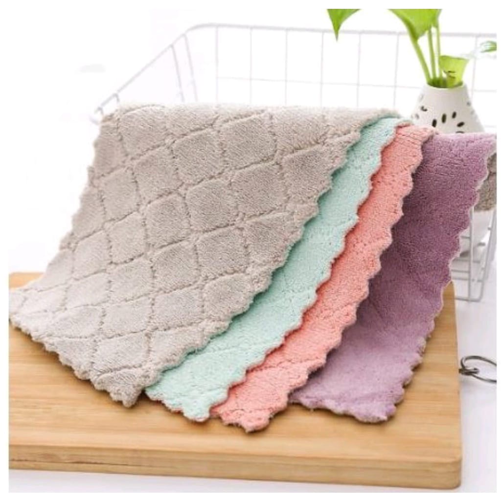 Kain lap piring anti minyak bahan tebal ukuran 25x25 / kain lap mircofiber dapur dap cuci 17x16