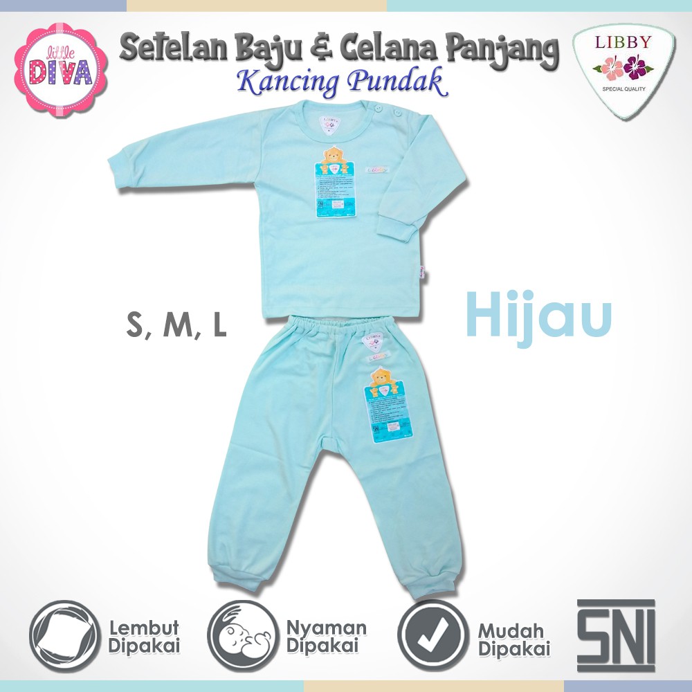 Setelan Baju Anak LIBBY Baju Celana Panjang Kancing Pundak Size S M L oblong panjang celana panjang kaki terbuka polos baby