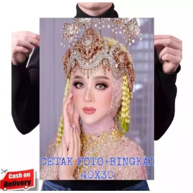 CETAK FOTO BESAR 30R 60X40 + BINGKAI KAYU DAPAT 2 PCS