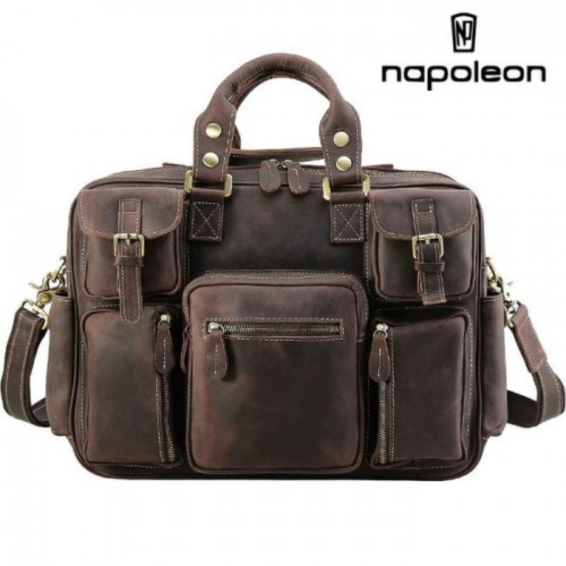 Tas Selempang Kulit Asli Crazy Horse Leather - Tas Pria (ALPEN Coffee By Napoleon)