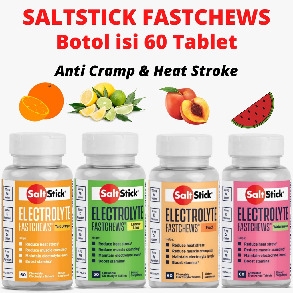 SaltStick FASTCHEWS botol isi 60 butir Tart Orange Zesty Lemon Lime