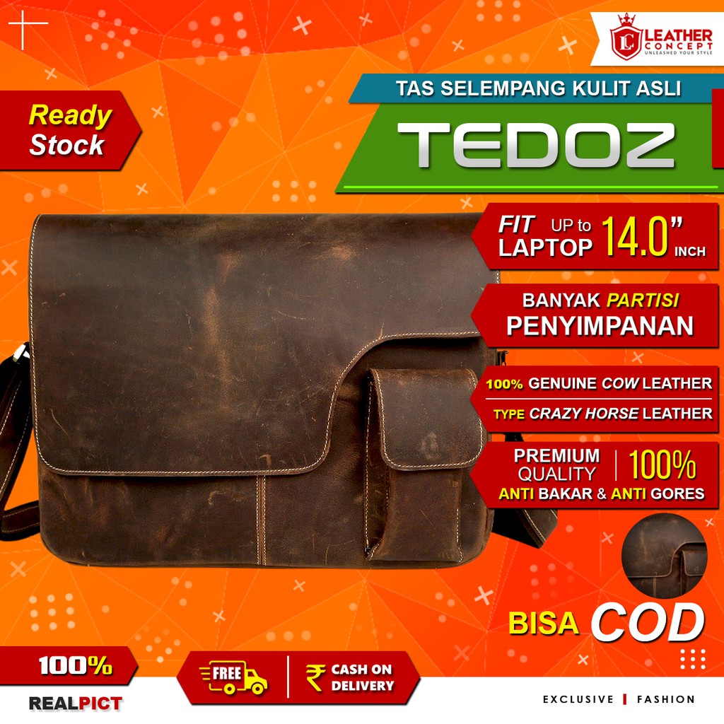 Tas Selempang Pria Kulit Asli Crazy Horse Leather - TEDOZ By Napoleon