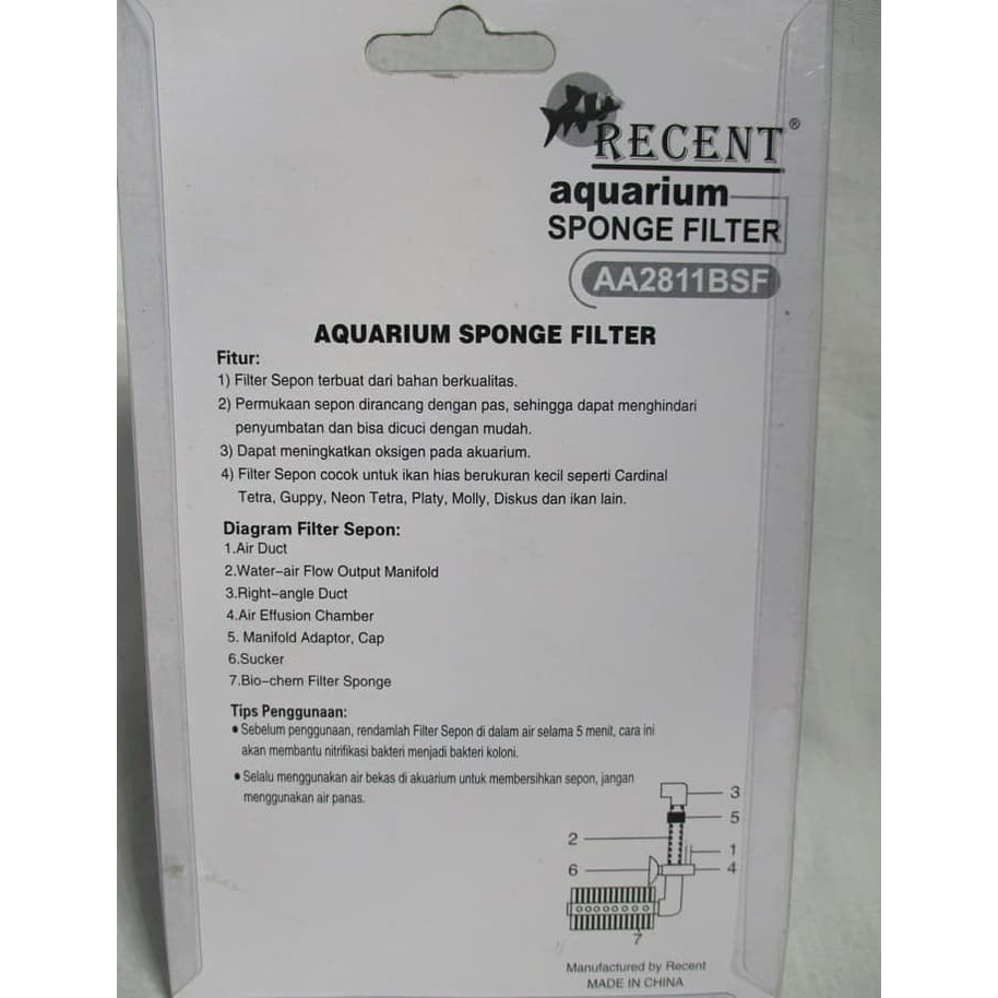 Sponge Filter RECENT AA2811 Aquarium/Saringan Air Ikan Hias Aquascape