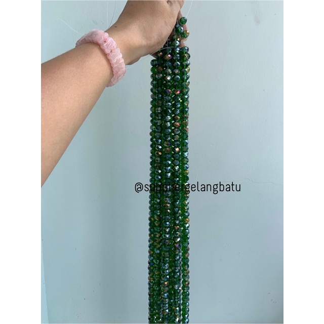 Kristal Ceko 12mm green quartz metallic bahan hijau kuarsa AB metalik bahan kalung gelang anting strap mask kerajinan tangan craft citayam fashion week etink vintage elegan bali manik crystal