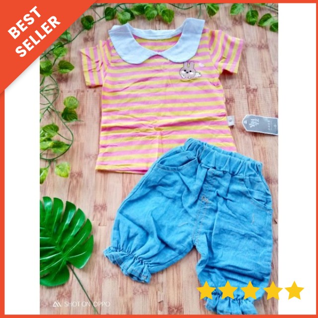 Setelan celana pendek anak cewek import 0-4 tahun / Setelan hotpant rawis anak perempuan  import 0-4 tahun / Baju anak import / Pakaian anak import  uisa 0-4Tahun