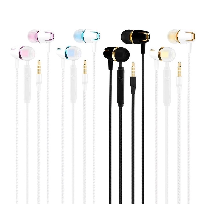 Headset Earphone Sport Musik Stereo Bass Noise Canceling Kabel 3.5mm Dengan Mic Untuk Android Samsung