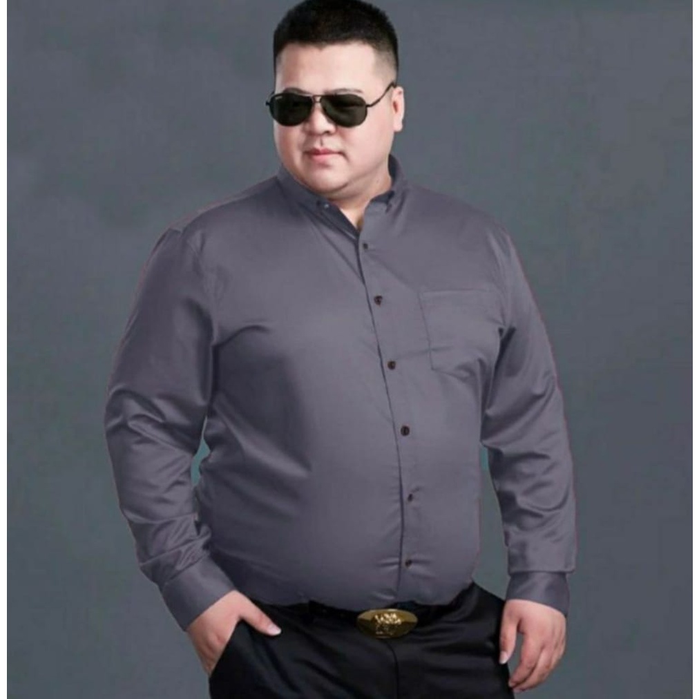 Baju Kemeja Pria Hem Polos Formal Cowok Casual Kemeja Panjang Jumbo Big Size L XL 2XL 3XL 4XL 5XL 6XL