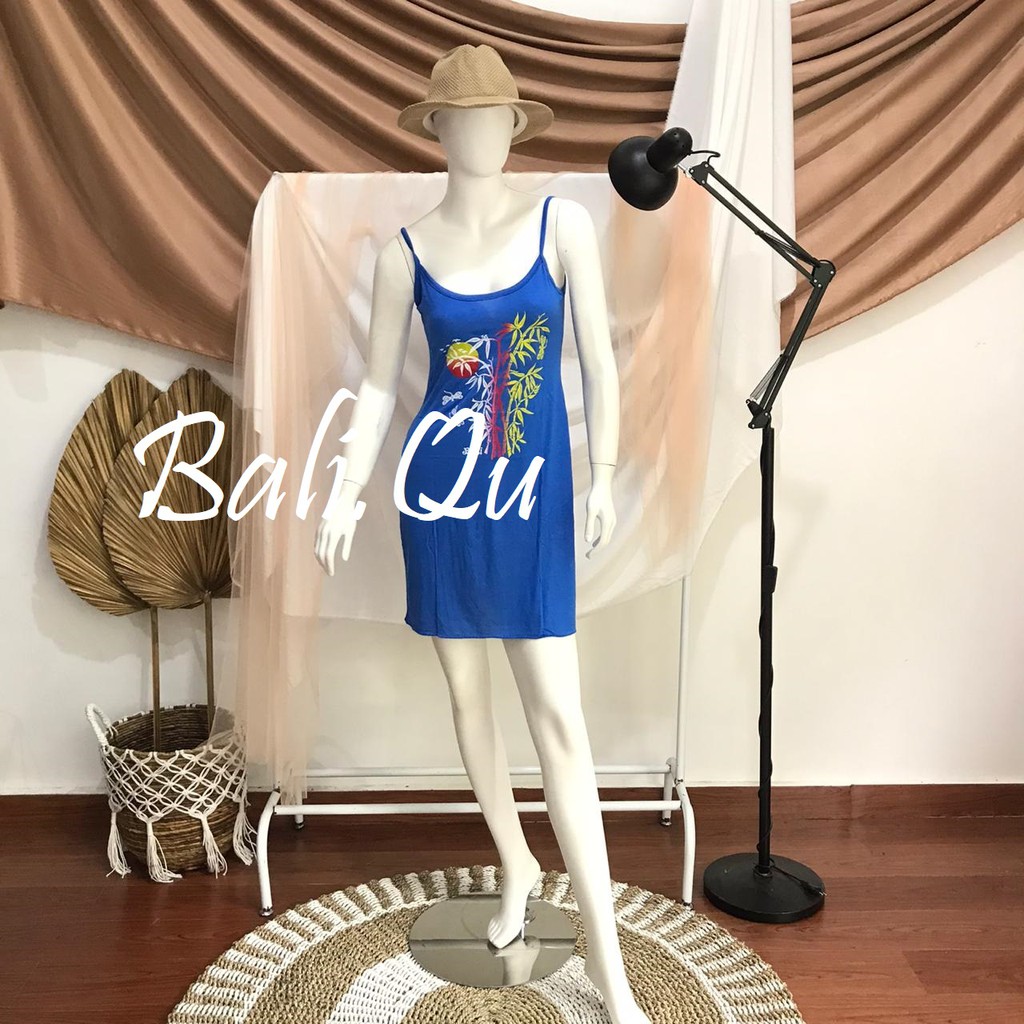 Daster  Tali Satu Sablon Bambu Bali-BIRU TUA