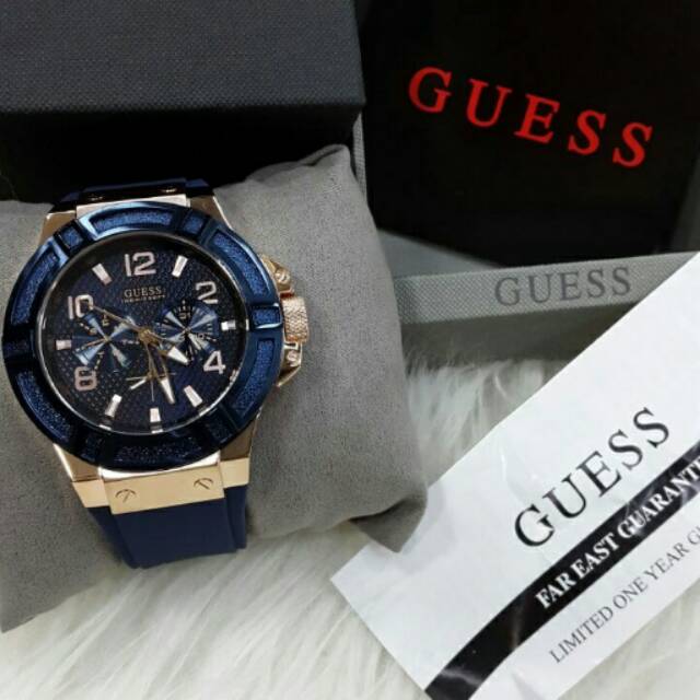Jam Tangan Pria Guess W0247G3 Rubber Original Murah