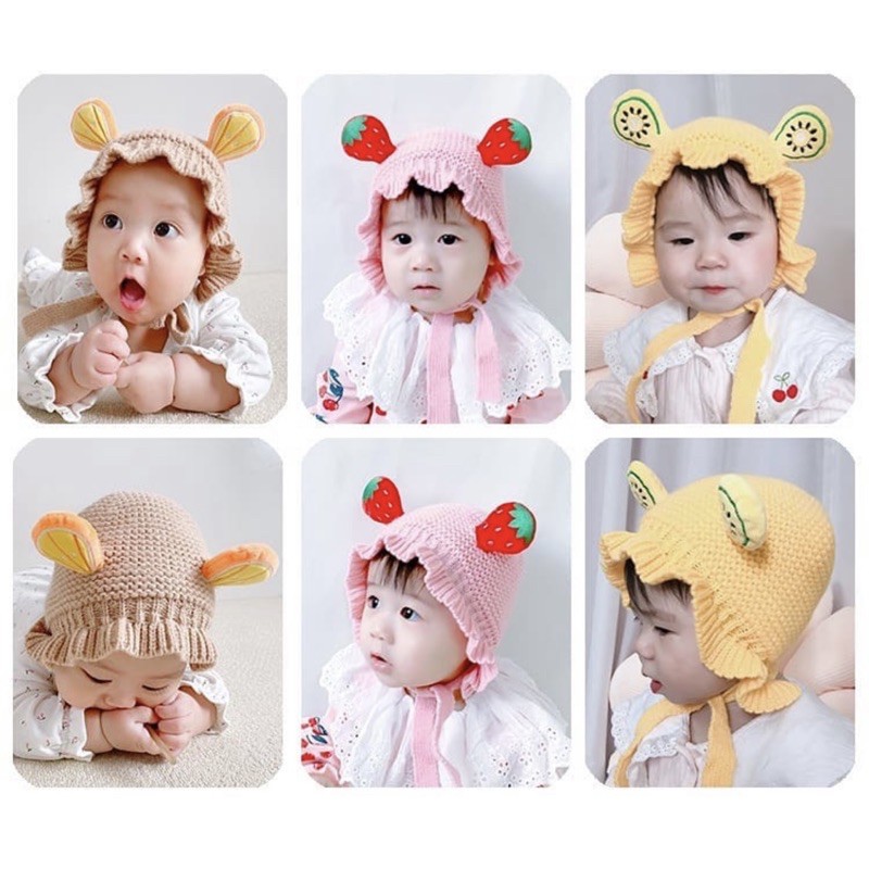 Topi Kupluk Rajut Casual Handmade Aksen Bonet Bonnet Ruffle untuk Bayi Perempuan Usia 0-3Tahun VC