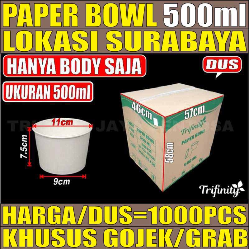 Gojek Paper bowl 500ml per dus tebal tahan microwave mangkok kertas surabaya