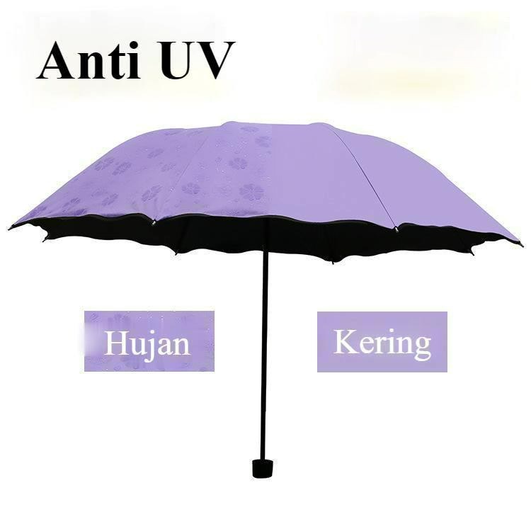 Payung Tiga Kali Lipat Anti UV Payung Korea style Payung Modern Payung Matahari &amp; Payung Hujan Payung Panas Payung Basah Payung Perubahan Warna