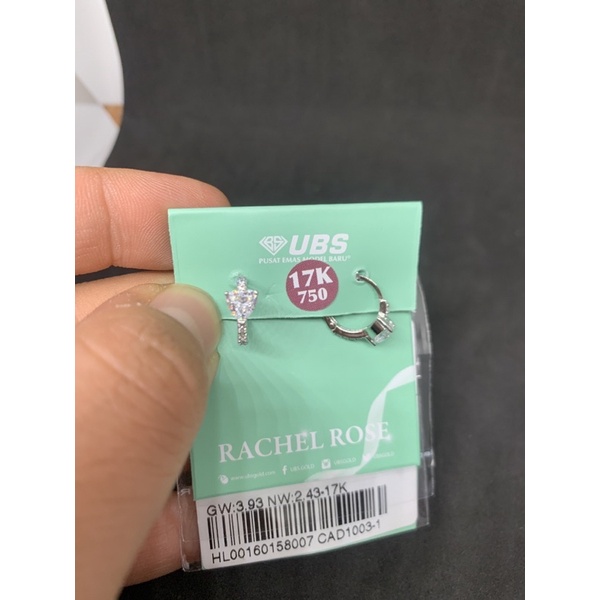 anting emas asli model jepit kdr 750 mas putih UBS gold fancy