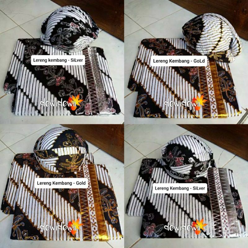 Sepasang Jarik Prodo + Blangkon, Motif Lereng Kembang