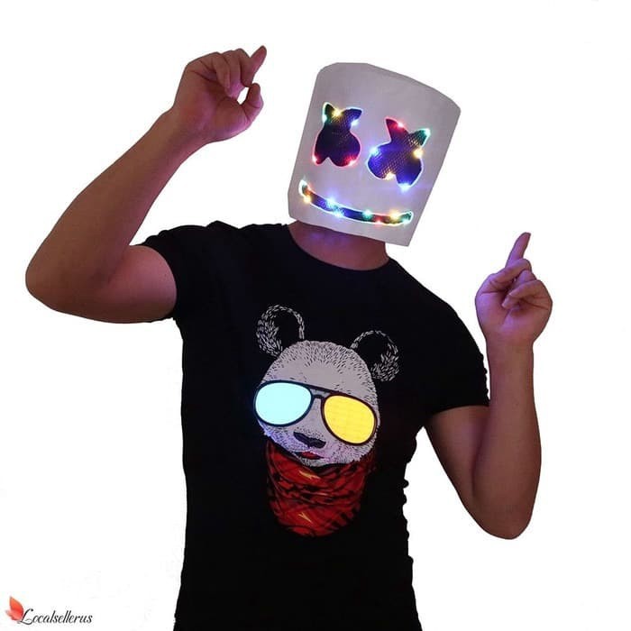 Topeng Model Marshmello dengan Lampu LED