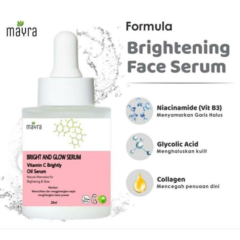 SERUM MAYRA BRIGHT & GLOW NEW PACKAGING BOX | Serum Vit C Whitening Glowing Viral 20ML Kemasan Baru| Serum Mayra