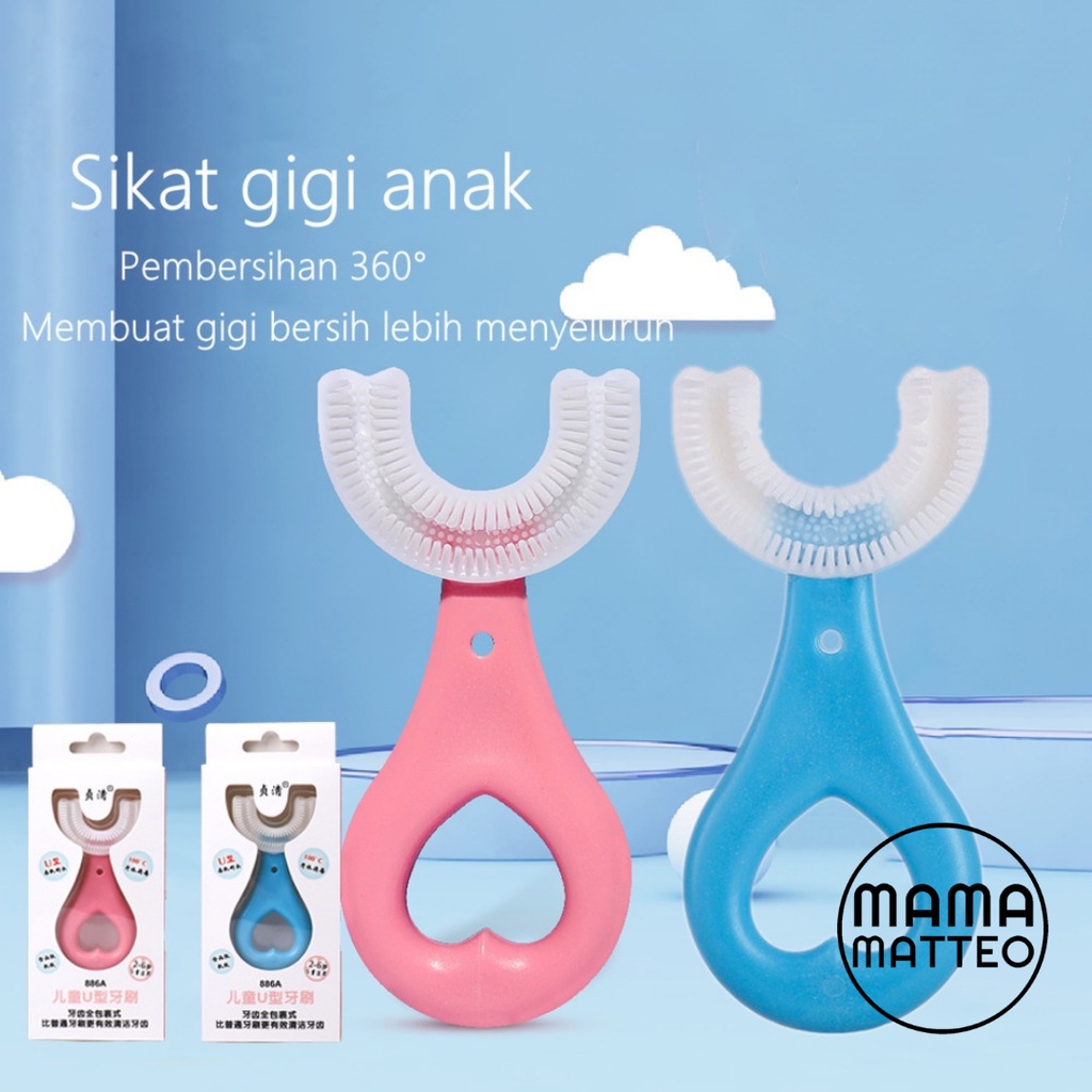 Sikat Gigi Anak Bayi Silikon Bentuk U / Sikat Gigi Anak Lembut / Sikat Gigi Anak Bahan Silikon / Sikat Gigi Love / Sikat Gigi Panjang / Lidah Oral Cleaner