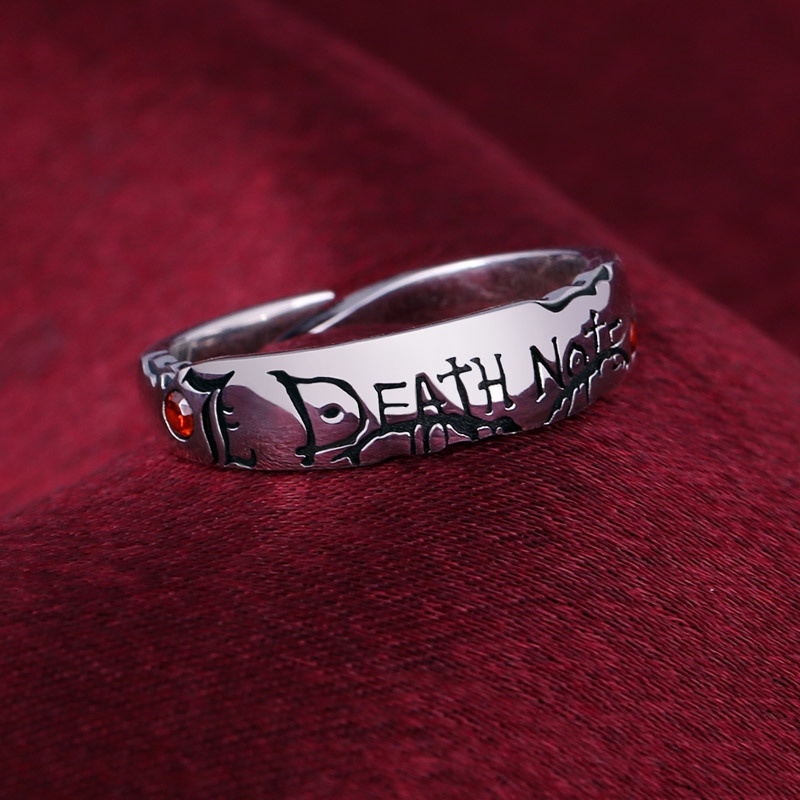 Cincin Adjustable Desain Anime Death Note Yagami Warna Silver Untuk Pria Dan Wanita