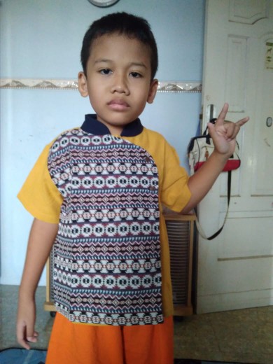 Ali Koko Batik Tenun - Mustard Lewis Emma Atasan Lengan Pendek Anak Cowo Batik Tenun