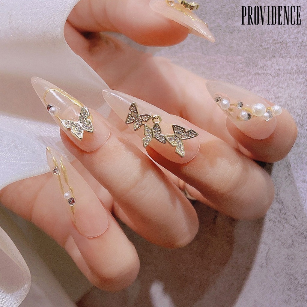 Providence Hiasan Kuku Bentuk Kupu-Kupu Aksen Cubic Zirconia Untuk Aksesoris Nail Art / Manicure