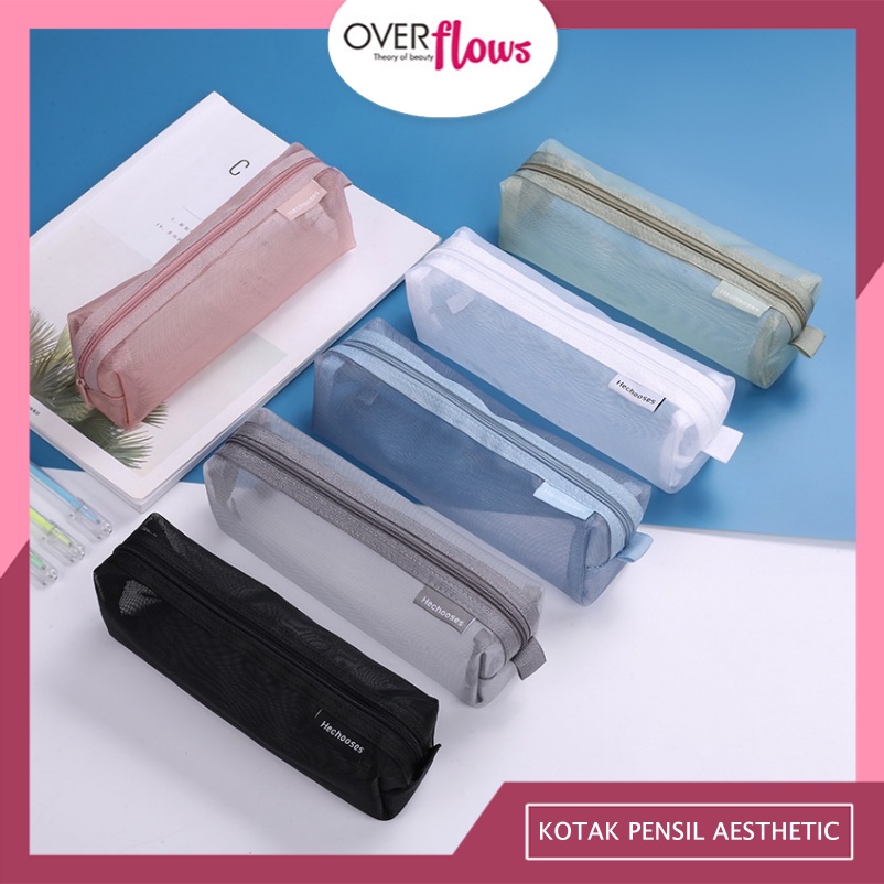 

OVERFLOWS.ID KOTAK PENSIL AESTHETIC / TEMPAT PENSIL JARING TRANSPARAN / POUCH SIMPLE STYLE