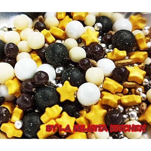 

GOLD BLACK WHITE SILVER EMAS PERAK HITAM MIX SPRINKLE PEARL FOOD GRADE MUTIARA DEKORASI KUE HIASAN TABURAN CAKE TOPPER KUE SPRINKLES KUE ART