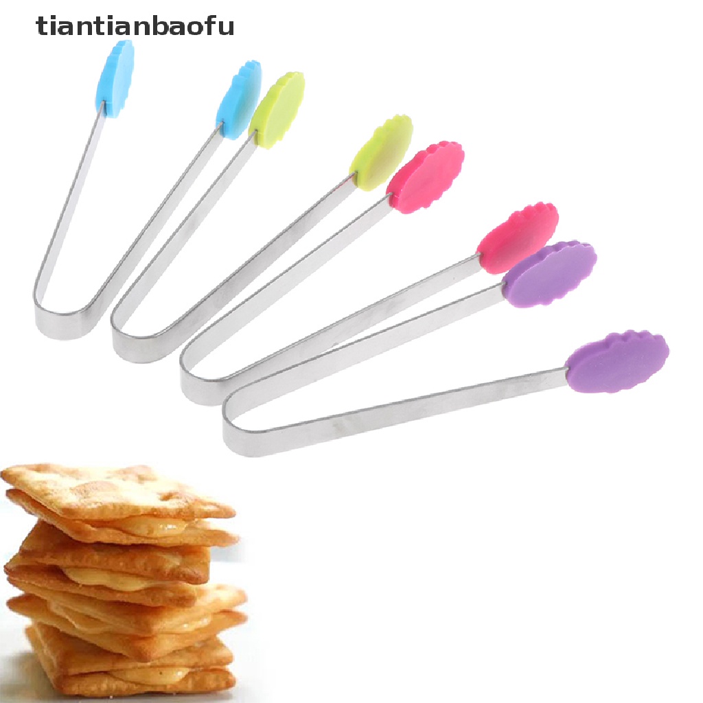 [tiantianbaofu] 1Pc Silicone Food Tongs Flower Shape Stainless Steel Non-slip Ice Candy FoodClip Boutique