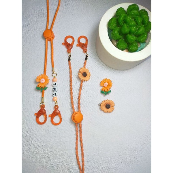 STRAP 2 IN 1 BUNGA MATAHARI ORANGE STRAP CANTIK BUNGA MATAHARI STRAP SUNFLOWER BROS HIJAB SUNFLOWER 