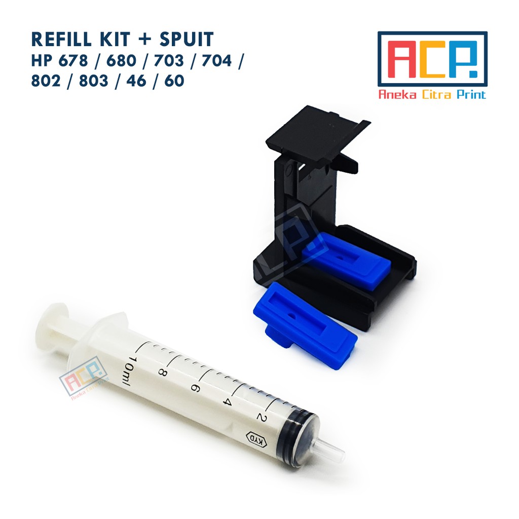 Refill Tool Kit Sedot Tinta Cartridge HP 680 678 682 802 803 46 60 703 704 + Spuit 10 ML