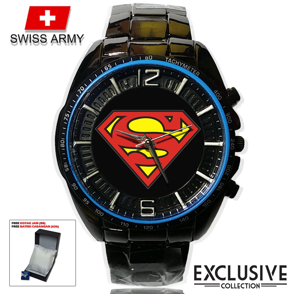 (Istimewa Bossque) Jam SUPERMAN  Rantai Sport (Elegan)