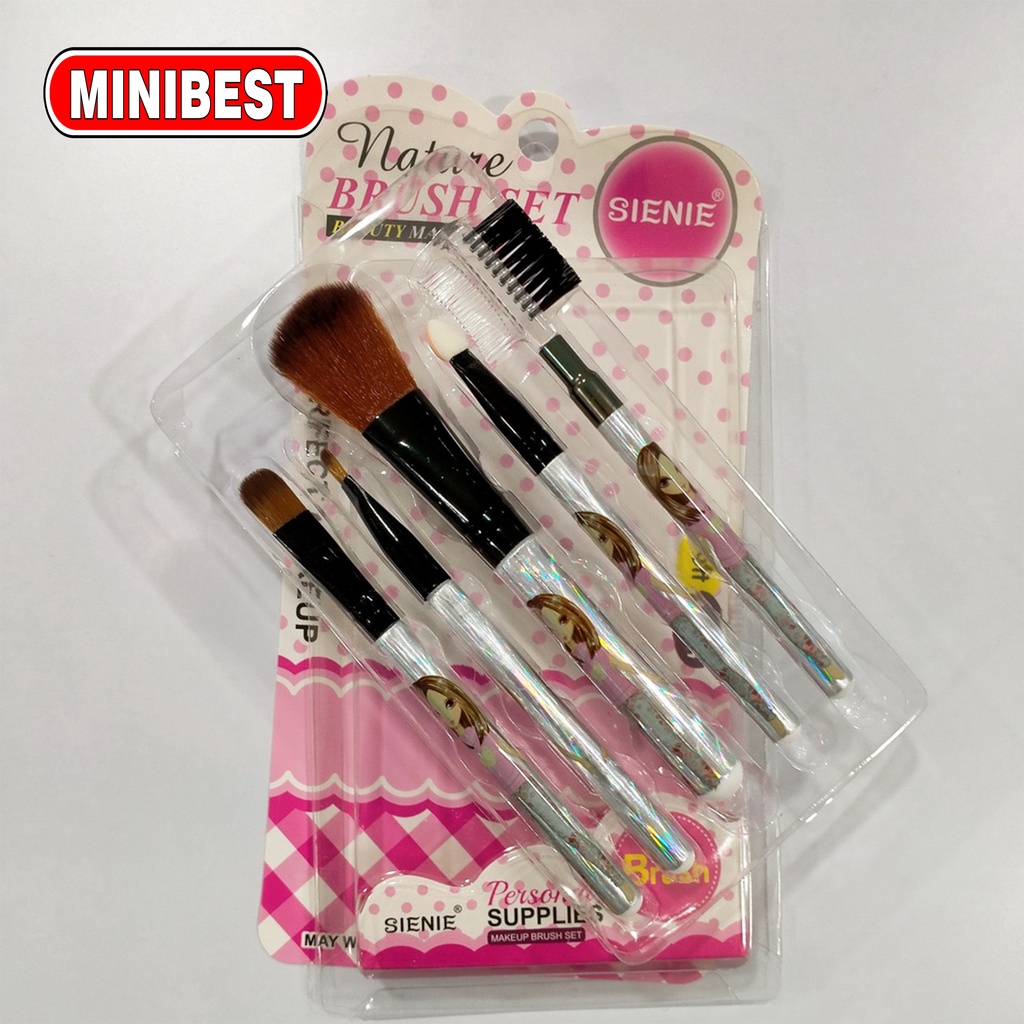 [MB] Kuas Make Up Brush 5pcs/set Kuas Makeup Eyebrow Brush Blush on Brush Eyeshadow Brush Sponge