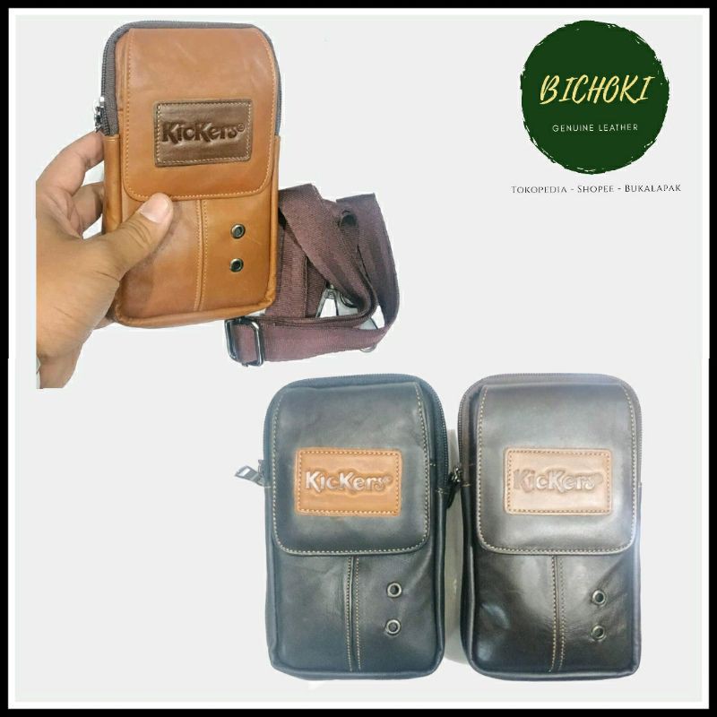 Tas Selempang Dompet Sarung HP Pria Kulit Sapi Asli - Kickers Montblanc TF120359 IDR 120k