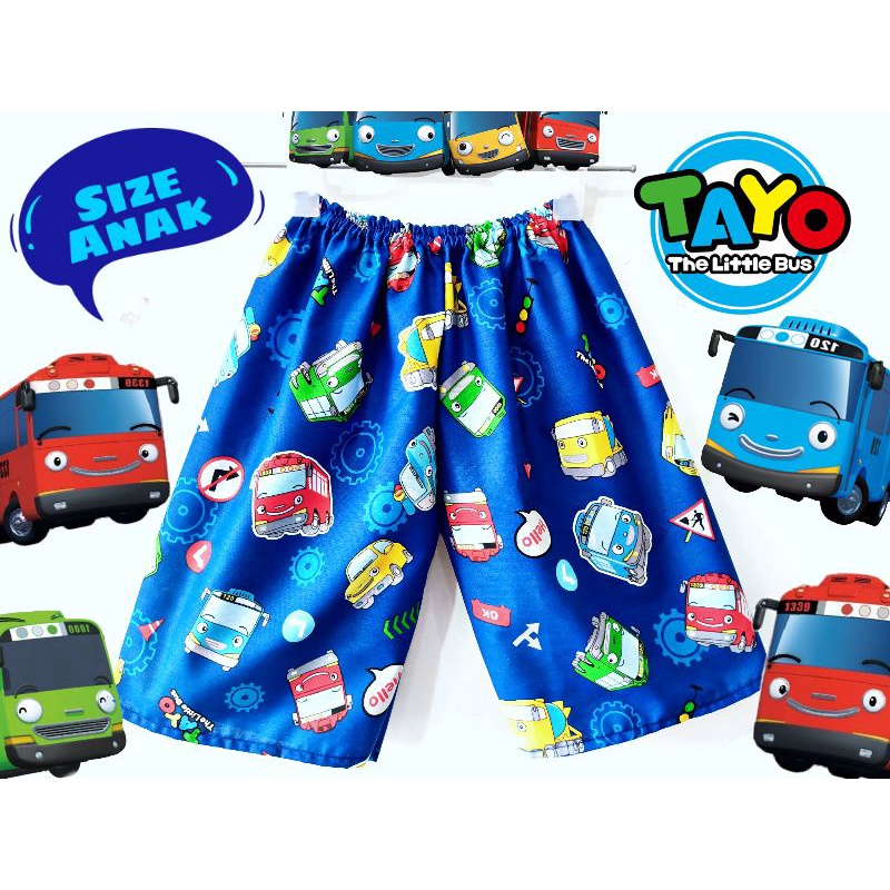 [ SIZE  ] TAYO BLUE - Celana Anak Cowok Laki Tayo The Little Bus Celana Kolor Anak Piyama Baju Tidur
