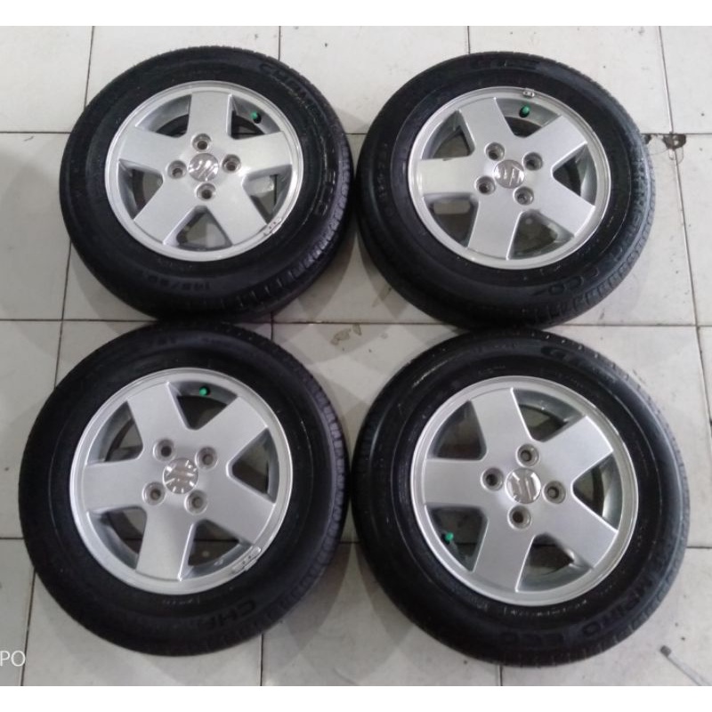 Velg Mobil Bekas original copotan Suzuki Karimun wagon Ring 13 + Ban GT radial 145 80 R13 pcd 4x100