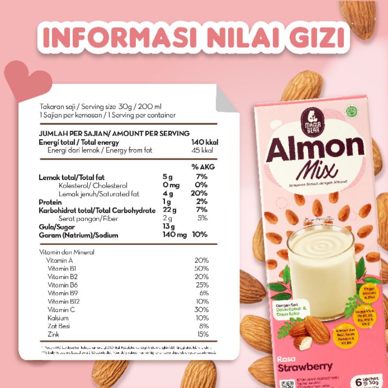 (MAMA BEAR) Almond Mix Rasa Stroberi / Pelancar ASI Mamabear/ pelancar ASI Booster/ASI Booster Terlaris