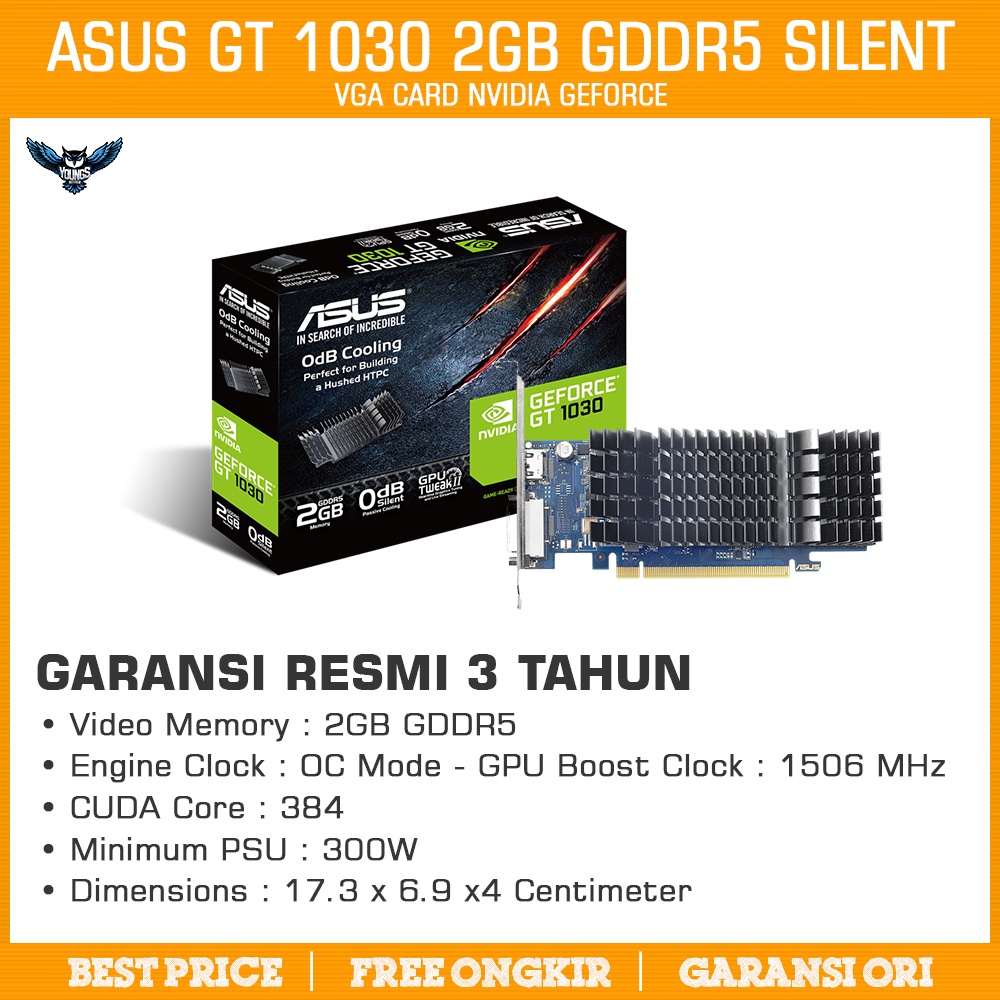 ASUS GT 1030 2GB DDR5 SILENT LOW PROFILE VGA CARD NVIDIA GEFORCE