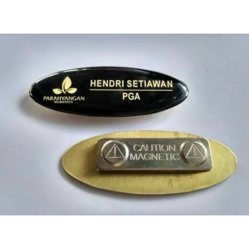 NAME TAG NAMA DADA OVAL KUNINGAN PAPAN NAMA RESIN