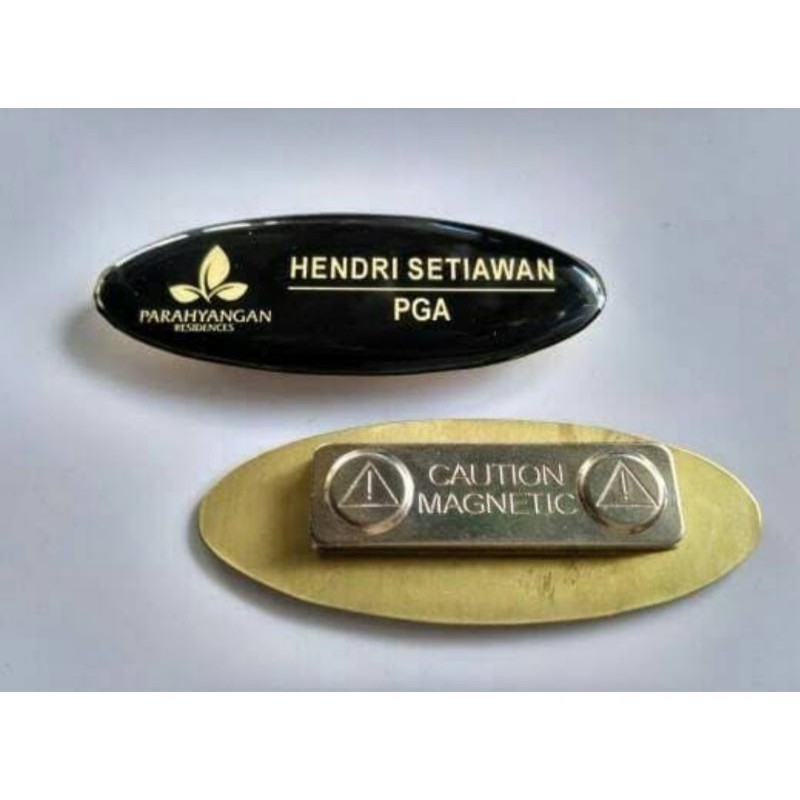 NAME TAG OVAL KUNINGAN PAPAN NAMA OVAL KUNINGAN RESIN PIN RESIN