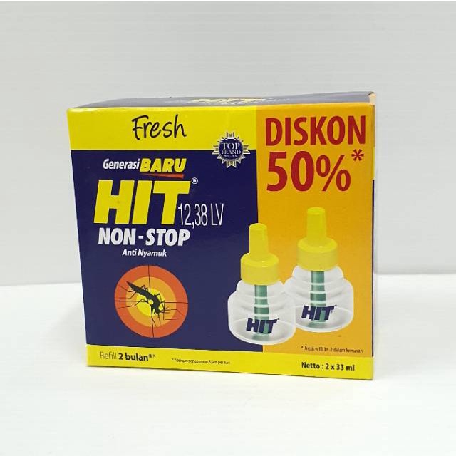 HIT NON-STOP REFFIL Fresh 33ml isi 2 Multipack | Obat Nyamuk Elektrik